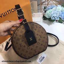 Authentic Quality Perfect 1 1 Mirror Replica Louis Vuitton Petite Boite Chapeau Hatbox Bag Monogram Reverse Canvas Louis Vuitton Louis Vuitton Petite Boite Chapeau Vuitton