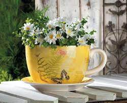 Garden Butterfly Teacup Planter L In 2021 Planters Tea Cups Flower Pots
