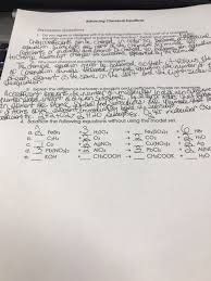 Balance the following chemical equations. Solved Balancing Chemical Equations Laboratory Questions Chegg Com