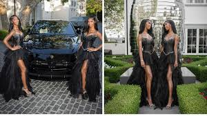 Fashion Bomb Prom Duo: Jessie and D'Lila Combs Attended Prom in Custom  Black Kellie Ford Embellished Gowns