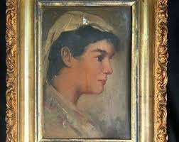 Large Antique Oil Painting Portrait of Senior Lady in Bonnet Signed Fred  Randolph 1883