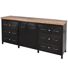 Industrie Sideboard Mit Massiver Mango Holzplatte Sideboard Kommode Holz Schubladen