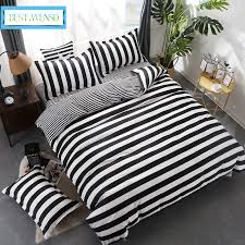 Product titleyour zone bold stripe reversible comforter set. Bed Linens Simple Modern Style Black White Stripes Bedding Egyptian Cotton Bedsheet Comforter Set 3 4pc Quilt Cover Sets Edredon Bedding Sets Aliexpress