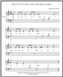 Easy Arrangement Of What Do You Do With A Drunken Sailor With A Simple Harmony For Beginning Piano Students Reading Music Notes Harmony Songs Learn Piano