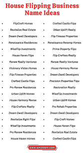 House Flipping Business Names Ideas