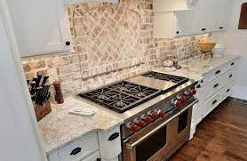 This post contains affiliate links. Thin Brick Tiles Used As Backsplash We Would Recommend Our Snohomish Color Mix Or 100 Natural C Brick Backsplash Kitchen Brick Kitchen White Brick Backsplash