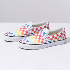 Black And Rainbow Checkered Vans Slip Ons Checkerboard Slip On Shop Shoes At Vans Rainbow Vans Vans Checkerboard Slip On Vans Checkerboard
