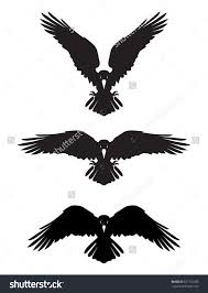 Bird With Wings Spread Tattoo Pin On Raven