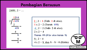 214 x 36 = 7.704, dan 21,4 x 3,6 = 77,04. Cara Menghitung Pembagian Ribuan Dengan Metode Bersusun Porogapit
