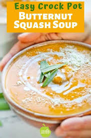 A Healthy Crockpot Butternut Squash Soup Recipe Made With Coconut Milk Apples An Butternut Squash Soup Crockpot Butternut Squash Soup Easy Squash Soup Recipe