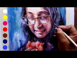 The Girl With A Flower Acrylic Portrait Painting On Canvas Welcome New Year 2020 Time Lapse Acrylic Portrait Painting Canvas Painting Portrait Painting
