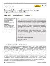 PDF) The impact of sex education mandates on teenage pregnancy:  International evidence