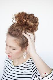 Curls Week Curly Top Knot Hairstyle Tutorial Hair Romance Curly Top Knot Hair Tutorial Top Knot Hairstyles