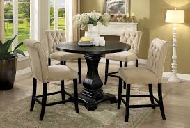 Round counter height dining table set. Nerissa Counter Height Dining Set W Beige Chairs Antique Black By Furniture Of America Furniturepick