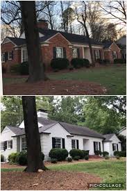 Before and after painted brick homes. Before After Sw Alabaster Brick Exterior House Painted Brick House Ranch House Exterior