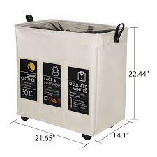 Check spelling or type a new query. Foldable Clothes Laundry Basket 3 Section Hamper Bag Large Cart With Wheels For Sale Online Ebay