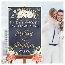 Buy Floral Chalkboard Wedding Welcome Sign - Welcome To Our Wedding Sign - Custom Wedding Reception Signs - Floral Wedding Poster Online In Indonesia B07qyx3wwx