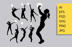 Download Volley Ball Sport Silhouette Graphic By Cove703 Creative Fabrica Dancer Pose Web Icons Silhouette PSD Mockup Templates