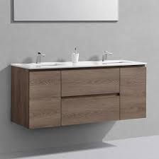 60 inch liam light walnut double sink