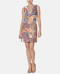 paisley print fringed shift dress