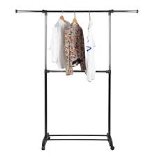 Whitmor adjustable garment rack black & chrome with wheels. Whitmor Adjustable 2 Rod Garment Rack Rolling Clothes Organizer Black Chrome 20 13 X 36 25 X 73 0 Walmart Com Walmart Com