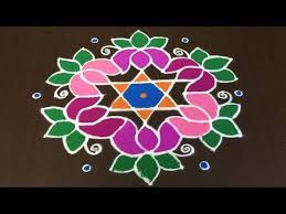 Beautiful Lotus Flowers Rangoli Designs For Sankranti With 11 To 6 Dots Rangoli Dizain You Rangoli Designs With Dots Rangoli With Dots Simple Flower Design