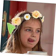 Diademas Niña Diadema Dorada Con Orejitas Y Flores Menta, Rosada Y Lila