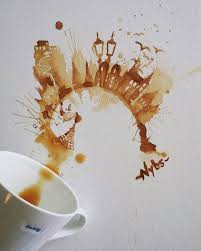 Aalesund In Coffee By Luckyten Deviantart Com On Deviantart Coffee Art Drawing Coffee Art Painting Coffee Artwork