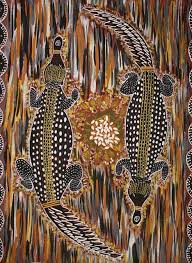 This Background Is Like Motion Blur Don T You Think Two Crocodiles By Bryan Murielle Http Gallery Aboriginalartdirectory Com Aboriginal Art Bryan Mu Crocante