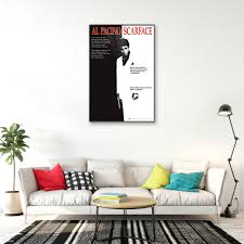 God father poster al pacino poster movie wall art canvas home decor. Scarface Framed Movie Poster Regular Style Al Pacino Is Tony Montana Brushed Champagne Aluminum Frame Walmart Com Walmart Com