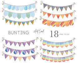 Watercolor Bunting Clipart Watercolor Banners Birthday Etsy In 2021 Clip Art Watercolor Clipart Painting Birthday
