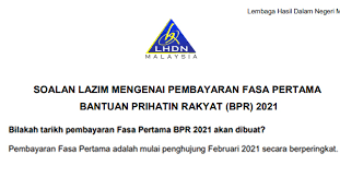 Bayaran bpr fasa 1 akan dikreditkan ke akaun bank pada penghujung februari 2021. Pembayaran Bpr Fasa 1 Bpr 2021 Online