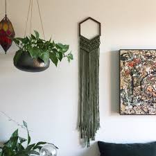 In addition to being incredibly beautiful woven wall art like this is incredibly popular especially if you have a bohemian home decor theme. Hex Macrame Wall Hanging By Collectanea Rerunroom Vintage Furniture Home Decor