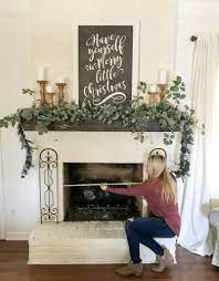 Ambiance of a fire with the touch of a remote. Wooden Fireplace Cover Diy And Christmas Mantel Bless This Nest