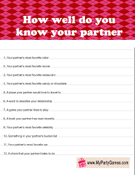 This relationship quiz is all about how well you know your partner. How Well Do You Know Your Partner Free Printable Game