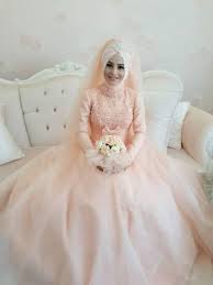 2016 Blush Pink Arabic Muslim Wedding Dresses With Hijab Empire Waist Beaded Bowknot Tulle Long Sleeves Islamic Wedding Gowns Bridal Gowns From Gonewithwind 3 Blush Pink Wedding Dress Ball Gowns Wedding