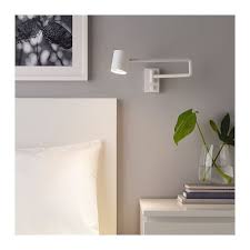 Nymane Wall Lamp With Swing Arm Led Bulb White Ikea Reading Lamp Reading Lamp Bedroom Wall Lamp
