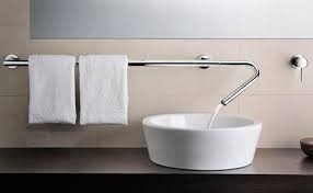 How Functional Is This Its A Faucet Towel Bar I Love The Simple Clean Lines Great Idea Modern Bathroom Faucets Faucet Design Towel Hangers For Bathroom
