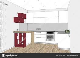 rendering modern kitchen design light