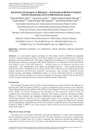 Automotive consumerism in malaysia with regard to car maintenance. Pdf Automotive Ecosystem In Malaysia A Conceptual Model To Explain Vehicle Ownership And Car Maintenance Issues