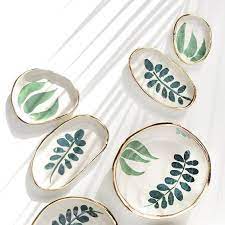 Ceramic Bowls Painted With Plants And Lined With Gold Create Yours Now With Www Klaykit Com Klaykit Le Pottery Painting Designs Pottery Painting Pottery