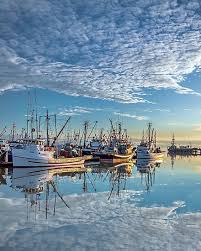Fishing Boats In Marina And A Reflection Of A Cloudy Sky In Water Surface This Marina Is Located In The Stevestone A Sunset Canvas Seascape Photographic Print