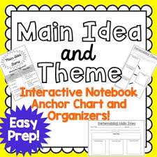 Main Idea And Theme Interactive Notebook Anchor Chart And Organizers