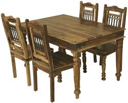 A wood top and solid metal legs make a statement without looking big and bulky. Thacket Sheesham Dining Table And 4 Chairs Cfs Furniture Uk