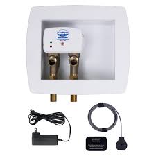 This video is about turning on and off the water supply for this specific washing machine. Washing Machine Leak Alarm Automatic Water Shut Off System With Outlet Box Floodmaster Rs 090 E