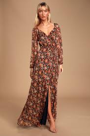 True To Love Black Floral Print Chiffon Wrap Maxi Dress In 2020 Floral Print Chiffon Maxi Wrap Dress Black Floral Print Dress