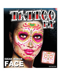 face tattoo sugar skull female day of