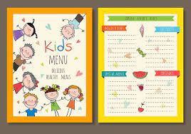 childrens restaurant menu cover and inside pages vector material kids menu menu card design menu cover