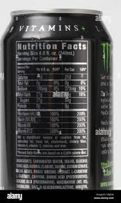 Nutrition Facts For Energy Drink Stock Photo Alamy
