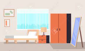 Modern interior trends in the design of the premises, and in the design of the bedroom including, are the absence of unnecessary things. Bedroom Interior Concept Vector Flat Cartoon Graphic Design Royalty Free Cliparts Vectors And Stock Illustration Image 127388104